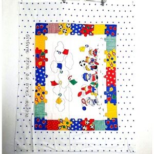 Vintage Kids Sports Fabric Panel 35x44 Pillow Sham Wall Hanging White Multi